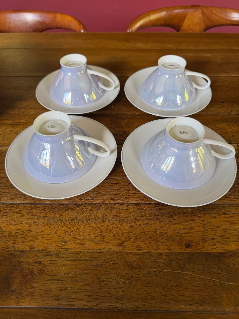 Rosenthal China Raymond Loewy Crystalline Blue Teacups & Saucers (set of 4) - Picture 2 of 5